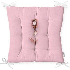 RealHomes P3019 Pembe Zeminli Altın Gül 3D Baskılı Pofidik Sandalye Minderi