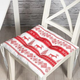 RealHomes P3026 Merry Christmas Kanaviçe Görünümlü Geyikler Baskılı Pofidik Sandalye Minderi