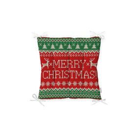 RealHomes P3034 Merry Christmas Motifli Dijital Baskılı Pofidik Sandalye Minderi