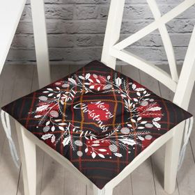 RealHomes P3045 Ekose Merry Christmas Desenli Dijital Baskılı Pofidik Sandalye Minderi