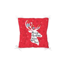 RealHomes P3055 Merry Christmas Geyik Desenli Dekoratif Pofidik Sandalye Minderi