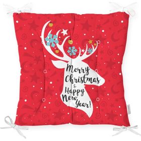 RealHomes P3055 Merry Christmas Geyik Desenli Dekoratif Pofidik Sandalye Minderi