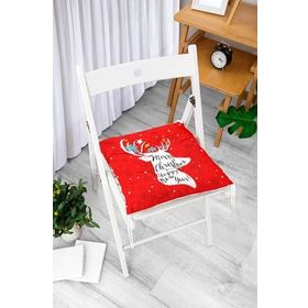 RealHomes P3055 Merry Christmas Geyik Desenli Dekoratif Pofidik Sandalye Minderi