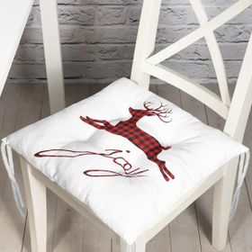 RealHomes P3060 Joy Ekose Geyik Desenli Dekoratif Pofidik Sandalye Minderi