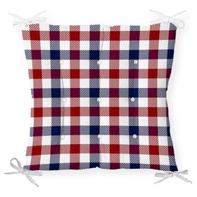 RealHomes P3082 Bordo Lacivert Ekose Desenli Dekoratif Pofidik Sandalye Minderi