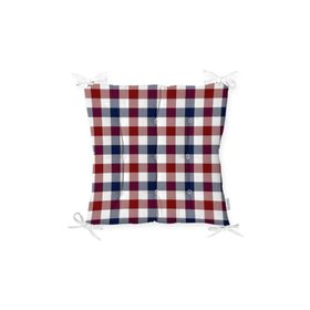 RealHomes P3082 Bordo Lacivert Ekose Desenli Dekoratif Pofidik Sandalye Minderi