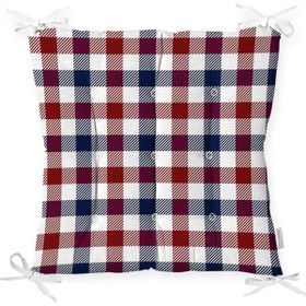 RealHomes P3082 Bordo Lacivert Ekose Desenli Dekoratif Pofidik Sandalye Minderi