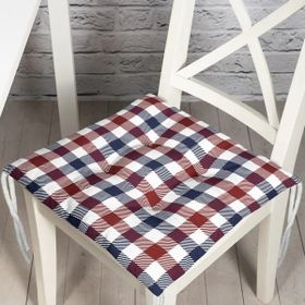 RealHomes P3082 Bordo Lacivert Ekose Desenli Dekoratif Pofidik Sandalye Minderi