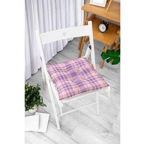 RealHomes P3086 Lila Ekose Desenli Dekoratif Pofidik Sandalye Minderi