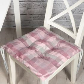 RealHomes P3092 Gri Zeminli Ekose Desenli Dekoratif Pofidik Sandalye Minderi