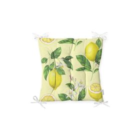 RealHomes P3096 Krem Zeminli Limon Desenli Dekoratif Pofidik Sandalye Minderi