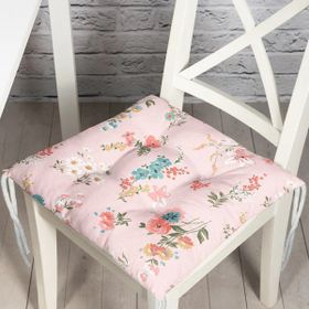 RealHomes P3139 Modern Pembe Zeminli 3D Yıldız Desenli Dekoratif Pofidik Sandalye Minderi