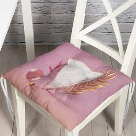 RealHomes P3140 Pembe Zeminli Üçgen Mermer Motifli Modern Pofidik Sandalye Minderi