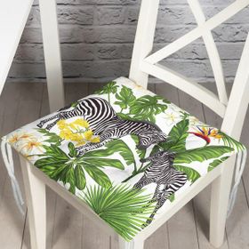 RealHomes P3171 Pudra Zeminli Egzotik Zebra Tasarımlı Modern Pofidik Sandalye Minderi
