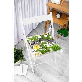 RealHomes P3171 Pudra Zeminli Egzotik Zebra Tasarımlı Modern Pofidik Sandalye Minderi