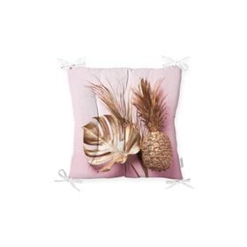 RealHomes P3173 3D Yaprak ve Ananas Desenli Özel Tasarım Pofidik Sandalye Minderi