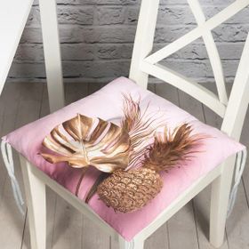 RealHomes P3173 3D Yaprak ve Ananas Desenli Özel Tasarım Pofidik Sandalye Minderi