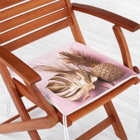 RealHomes P3173 3D Yaprak ve Ananas Desenli Özel Tasarım Pofidik Sandalye Minderi