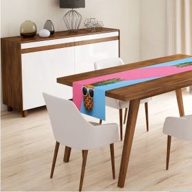 RealHomes P3175 Mavi Pembe Ananas Desenli Modern Pofidik Sandalye Minderi