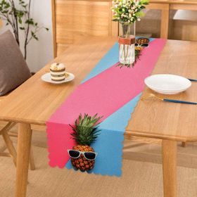 RealHomes P3175 Mavi Pembe Ananas Desenli Modern Pofidik Sandalye Minderi