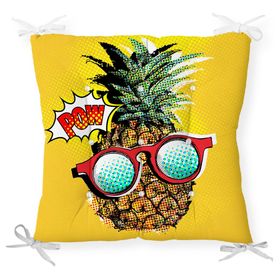 RealHomes P3178 Pop Art Temalı Ananas Özel Tasarım Pofidik Sandalye Minderi