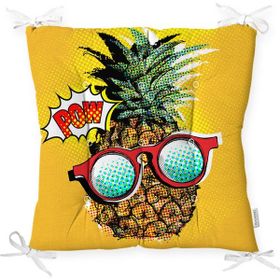 RealHomes P3178 Pop Art Temalı Ananas Özel Tasarım Pofidik Sandalye Minderi