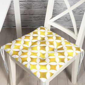 RealHomes P3196 Geometrik Altın Renkte Desenler Modern Pofidik Sandalye Minderi