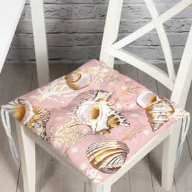 RealHomes P3199 Pembe Zeminde Deniz Kabukları Modern Pofidik Sandalye Minderi