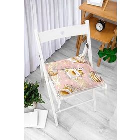 RealHomes P3199 Pembe Zeminde Deniz Kabukları Modern Pofidik Sandalye Minderi