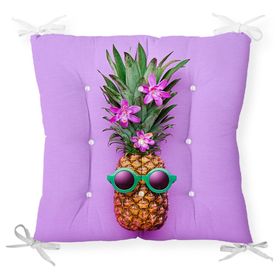 RealHomes P3206 Mor Zeminde Ananas Desenli Modern Pofidik Sandalye Minderi