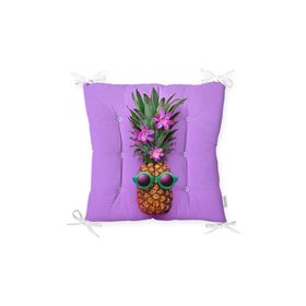 RealHomes P3206 Mor Zeminde Ananas Desenli Modern Pofidik Sandalye Minderi