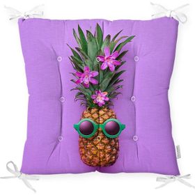 RealHomes P3206 Mor Zeminde Ananas Desenli Modern Pofidik Sandalye Minderi