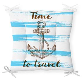 RealHomes P3208 Time to Travel Denizci Desenli Modern Pofidik Sandalye Minderi