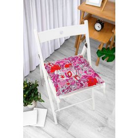 RealHomes P3219 Pembe Zeminli Love You Temalı Modern Pofidik Sandalye Minderi