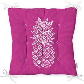 RealHomes P3221 Fuşya Zeminde Ananas Desenli Modern Tasarım Pofidik Sandalye Minderi