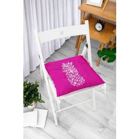 RealHomes P3221 Fuşya Zeminde Ananas Desenli Modern Tasarım Pofidik Sandalye Minderi