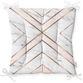 RealHomes P3264 Mermer Zeminli Geometrik Desenli Modern Pofidik Sandalye Minderi