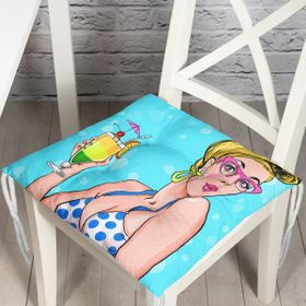 RealHomes P3270 Pop Art Girl Özel Tasarım Dekoratif Pofidik Sandalye Minderi