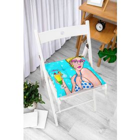 RealHomes P3270 Pop Art Girl Özel Tasarım Dekoratif Pofidik Sandalye Minderi