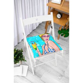 RealHomes P3270 Pop Art Girl Özel Tasarım Dekoratif Pofidik Sandalye Minderi