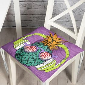 RealHomes P3274 Mor Zeminde Tropikal Ananas Desenli Dijital Baskılı Pofidik Sandalye Minderi