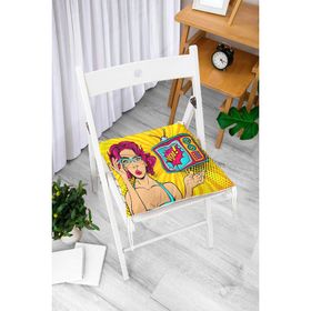 RealHomes P3275 Pop Art Wow Desenli Özel Tasarım Dekoratif Pofidik Sandalye Minderi
