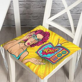 RealHomes P3275 Pop Art Wow Desenli Özel Tasarım Dekoratif Pofidik Sandalye Minderi