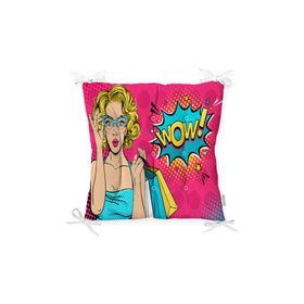 RealHomes P3278 Pempe Pop Art Wow Tasarımlı Dekoratif Pofidik Sandalye Minderi