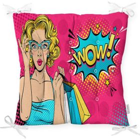 RealHomes P3278 Pempe Pop Art Wow Tasarımlı Dekoratif Pofidik Sandalye Minderi