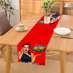 RealHomes P3281 Kırmızı Zeminli Popart Wow Desenli Modern Pofidik Sandalye Minderi