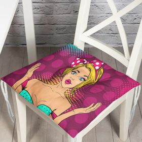 RealHomes P3291 Fuşya Puanlı Popart Desenli Dekoratif Pofidik Sandalye Minderi
