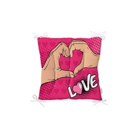 RealHomes P3299 Pembe Love Popart Tasarımlı Dijital Baskılı Pofidik Sandalye Minderi