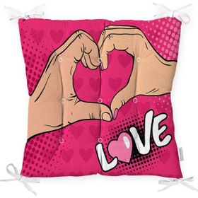 RealHomes P3299 Pembe Love Popart Tasarımlı Dijital Baskılı Pofidik Sandalye Minderi