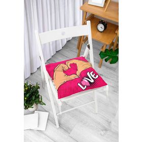 RealHomes P3299 Pembe Love Popart Tasarımlı Dijital Baskılı Pofidik Sandalye Minderi